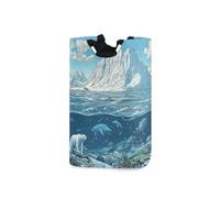 Glaciers and Ocean Bear White laundry baskets, folding and waterproof dirty clothes hamper with sturdy handle for toys rv 51L canasta para ropa sucia de ni?a