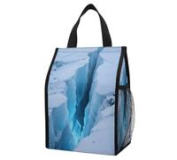 Glaciers Cracks Ice Caves Insulated Lunch Bag Box, 12L Capacity with Dual Side Pockets, Foldable Cooler Tote, Leakproof Lunch Cooler Bag, Reusable Picnic Tote Bags for Work Travel Office Beach