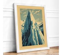 Glacier's Monument Scandinavian Framed Wall Art Print A3 White | Ready to Hang, Premium Gi Paper, Fade-Resistant Inks, Securely Packaged, UK Made