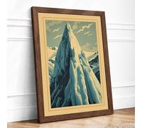 Glacier's Monument Scandinavian Framed Wall Art Print A4 Walnut | Ready to Hang, Premium Gi Paper, Fade-Resistant Inks, Securely Packaged, UK Made