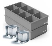 glacio Bandejas Grandes para cubitos de Hielo para Whisky - Moldes para bandejas de Hielo de silicona para hacer 8 cubitos de Hielo gigantes - Pack of 2