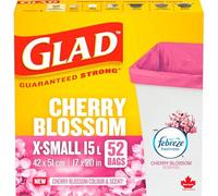 Glad Cherry Blossom Colour & Fragrance Extra Small 15L Febreze Freshness Bin Liners 52 Bin Liners