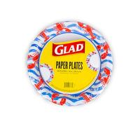Glad Everyday Round Disposable Paper Plates with Lobster Waves Design,| Cut-Resistant, Microwavable Paper Plates for All Foods & Daily Use | 10 Inches, 50 Count