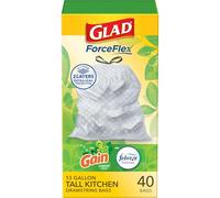 Glad ForceFlex Tall Kitchen Trash Bags, 13 Gallon, Gain Original, 40 Count (Package May Vary)