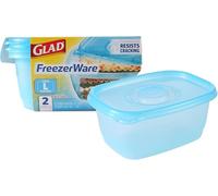 Glad Gladware Freezerware Food Storage Containers, Large | Rectangle Food Storage Containers for Everyday Use | Food Containers Safe for Freezer, Hold up to 64 Ounces of Food, 2 Count Set