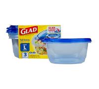 Glad GladWare Tall Entrée Food Storage Containers | Large Square Containers for Food Hold up to 42 Ounces of Food, 3 Count | Strong and Sturdy Large Food Storage Holders