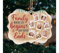 Glad Gua Family Life Begins and Love Never Ends - Personalised Custom Benelux Shaped Wood Photo Christmas Ornament - Upload Image Gift for Family Christmas Tree Ornaments
