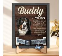 Glad Gua Goodbyes Are Not The End - Memorial Personalized Custom Pet Loss Sign Collar Frame With Stand, Dog Memorial Gifts For Loss Of Dog, Pet Loss Gifts, Dog Remembrance Gift, Sympathy Gifts
