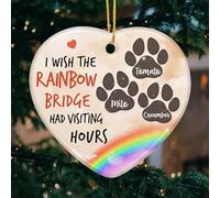 Glad Gua I Wish I Could Meet You at The Rainbow Bridge - Personalised Custom Heart Shaped Ceramic Christmas Ornament - Memorial Gift Sympathy Gift for Pet Lovers Memorial Christmas Ornament