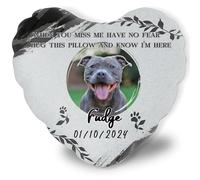 Glad Gua Personalised Heart-Shaped Pet Memorial Throw Pillow, Polyester Fill, Standard Size, Custom Photo & Message, Indoor & Outdoor Use
