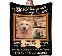 Glad Gua Personalised Pet Memorial Blanket, Loss of Dog Sympathy Gift, Customised Photo Remembrance Present, Memorial Gifts Pet Bereavement, Cat & Dog Memory Blankets Remember Dead Pets