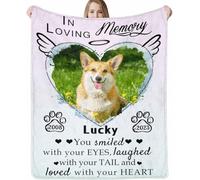 Glad Gua Personalised Pet Memorial Blanket, Loss of Dog Sympathy Gift, Customised Photo Remembrance Present, Memorial Gifts Pet Bereavement, Cat & Dog Memory Blankets Remember Dead Pets