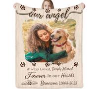 Glad Gua Personalised Pet Memorial Blanket, Loss of Dog Sympathy Gift, Customised Photo Remembrance Present, Memorial Gifts Pet Bereavement, Cat & Dog Memory Blankets Remember Dead Pets