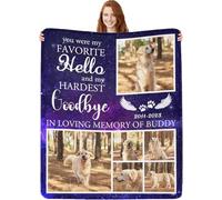 Glad Gua Personalised Pet Memorial Throw Blanket, Loss of Dog Sympathy Gift, Custom Photo Remembrance Present, for Pet Bereavement, Cat & Dog Memory Blankets Remember Dead Pets