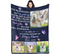 Glad Gua Personalised Pet Memorial Throw Blanket, Loss of Dog Sympathy Gift, Customised Photo Remembrance Present, Cat & Dog Memory Blankets