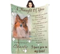 Glad Gua Personalised Pet Memorial Throw Blanket, Loss of Dog Sympathy Gift, Customised Photo Remembrance Present, Medium Weight Fleece, Green, Unisex Adult, 1 Count