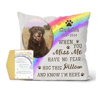 Glad Gua Personalised Pet Rainbow Bridge Memorial Pillow, Loss of Dog Sympathy Card Gift, Christmas Memory Memorials Cushion Cover Gifts, Dogs Photo Bereavement Remembrance Gift