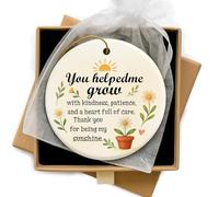 Glad Gua Thank You Ceramic Ornament with Gift Box, Inspirational Keepsake Gift for Teacher, Mum, Friend, Mentor, Nursery Staff, Colleague, Sentimental Present with You Helped Me Grow Quote