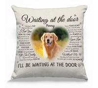 Glad Gua Waiting at the Door Dog Memorial Pillow - Personalised Pet Loss Cushion with Photo, Sympathy Gift for Dog Lovers, Bereavement Remembrance Cushion for Home Decor