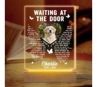 Glad Gua Waiting At The Door Personalized Acrylic 3D LED Light, Christmas Memorial Gifts For Loss Of Dog, Pet Memorial Gifts For Cat, Dog Mom, Pet Loss Gifts, Dog Remembrance Gift, Grieving Gifts
