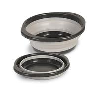 Glad Large Mixing Bowl Collapsible - 5.5L | Foldable Plastic & Rubber Container with Handles for Baking | Dishwasher Safe Kitchen Supplies and RV Essentials Gray