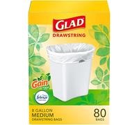 Glad Medium Drawstring Trash Bags - Gain Original Scent 8 Gal, 80 Count