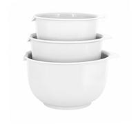 Glad Mixing Bowls with Pour Spout, Set of 3 | Nesting Design Saves Space | Non-Slip, BPA Free, Dishwasher Safe Plastic | Kitchen Cooking and Baking Supplies, White