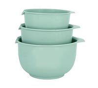 Glad Mixing Bowls with Pour Spout, Set of 3 | Nesting Design Saves Space | Non-Slip, BPA Free, Dishwasher Safe Plastic | Kitchen Cooking and Baking Supplies, Sage Green