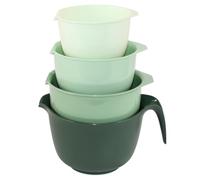 Glad Mixing Bowls with Pour Spout, Set of 4 - Nesting Plastic Bowls (1.2qt, 1.9qt, 2.8qt, and 3qt with Handle) - Non Slip Base, Dishwasher Safe Kitchen Cooking and Baking Supplies, Green