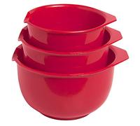 Glad Mixing Bowls with Pourer, Set of 3 | Nesting Design Saves Space | Non-Slip BPA Free Dishwasher Safe Plastic | Kitchen and Baking Accessories, Red