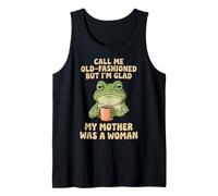 Glad My Mother was Woman Underthinking Introvert Funny Frog Tank Top