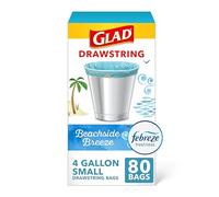 Glad OdorShield Small Drawstring Trash Bags, Beachside Breeze, 80 Count
