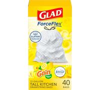 Glad Odorshield Tall Kitchen Drawstring Lemon Trash Bags, 13 Gallon, 40 Count