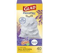 Glad OdorShield Tall Kitchen Drawstring Trash Bags - Febreze Mediterranean Lavender - 13 Gallon - 40 Count