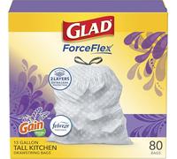 Glad OdorShield Tall Kitchen Drawstring Trash Bags, Lavender, 13 Gallon, 80 Count by Glad