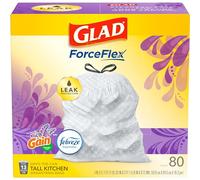 Glad OdorShield Tall Kitchen Drawstring Trash Bags, Lavender, 49.2l, 80 Count, Lavender, 80 Count