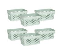 Glad Plastic Baskets for Organizing, Set of 6 | Pantry Storage for Under Counter, Linen Closet, and Bathroom | Nesting Shelf Bins with Handles, 1 Gallon, Sage