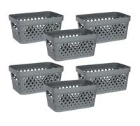 Glad Plastic Baskets for Organizing, Set of 6 | Pantry Storage for Under Counter, Linen Closet, and Bathroom | Nesting Shelf Bins with Handles, 1 Gallon, Grey