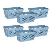 Glad Plastic Baskets for Organizing, Set of 6 | Pantry Storage for Under Counter, Linen Closet, and Bathroom | Nesting Shelf Bins with Handles, 1 Gallon, Marina Blue