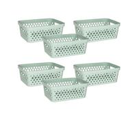 Glad Plastic Storage Basket Set, Value Pack of 6 | Open Storage Bins for Shelves, Bathroom, Pantry, Closet | Nesting Organizer Boxes with Handles, 2 Gallon, Sage