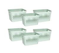 Glad Plastic Storage Basket Set, Value Pack of 6 | Open Storage Bins for Shelves, Bathroom, Pantry, Closet | Nesting Organizer Boxes with Handles, 4 Gallon, Sage