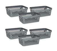 Glad Plastic Storage Basket Set, Value Pack of 6 | Open Storage Bins for Shelves, Bathroom, Pantry, Closet | Nesting Organizer Boxes with Handles, 2 Gallon, Grey