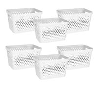 Glad Plastic Storage Basket Set, Value Pack of 6 | Open Storage Bins for Shelves, Bathroom, Pantry, Closet | Nesting Organizer Boxes with Handles, 4 Gallon, White