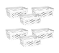 Glad Plastic Storage Basket Set, Value Pack of 6 | Open Storage Bins for Shelves, Bathroom, Pantry, Closet | Nesting Organizer Boxes with Handles, 2 Gallon, White