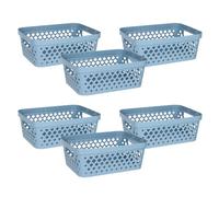 Glad Plastic Storage Basket Set, Value Pack of 6 | Open Storage Bins for Shelves, Bathroom, Pantry, Closet | Nesting Organizer Boxes with Handles, 2 Gallon, Marina Blue