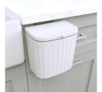 Glad Roomate Under Counter Trash Can | Space Saving Waste Bin for Kitchen Cabinet, Bathroom or Office | Dual Lid for Ease of Opening, 7 Liter, White