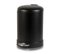 Glad Small Trash Can, 1.2 Gallon | Round Stainless Steel Garbage Bin with Soft Close Lid & Step Foot Pedal | Black Metal Waste Basket with Removable Inner Bucket, Matte Black