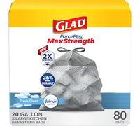 Glad Tall Kitchen Trash Bags 20 Gallon, XL MaxStrength Febreze Fresh Clean Garbage Bags, Drawstring, 80 Count