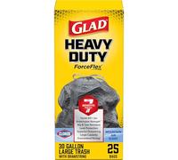 Glad Trash Bags, Large Drawstring Garbage Bags ForceFlex with Clorox, 30 Gallon, Mountain Air, 25 Count
