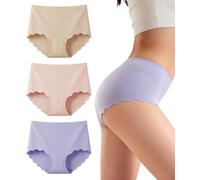 Gladbecke Seamless knickers for Women High Waisted Breathable Underwear 3 Pack - No VPL Invisible Panties, Moisture Wicking Stretchy Ladies Briefs Multipack,Light purple & light pink & apricot,XS